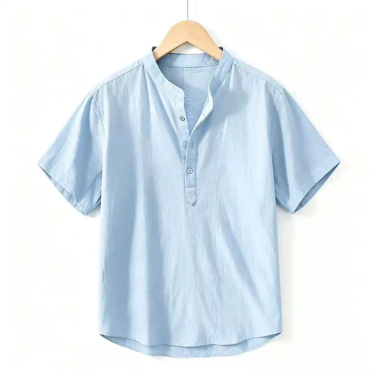 Men's Short Sleeve T-shirt Cotton and Linen Casual Men T-shirts Solid Color Summer Shirt Male Cozy Breathable