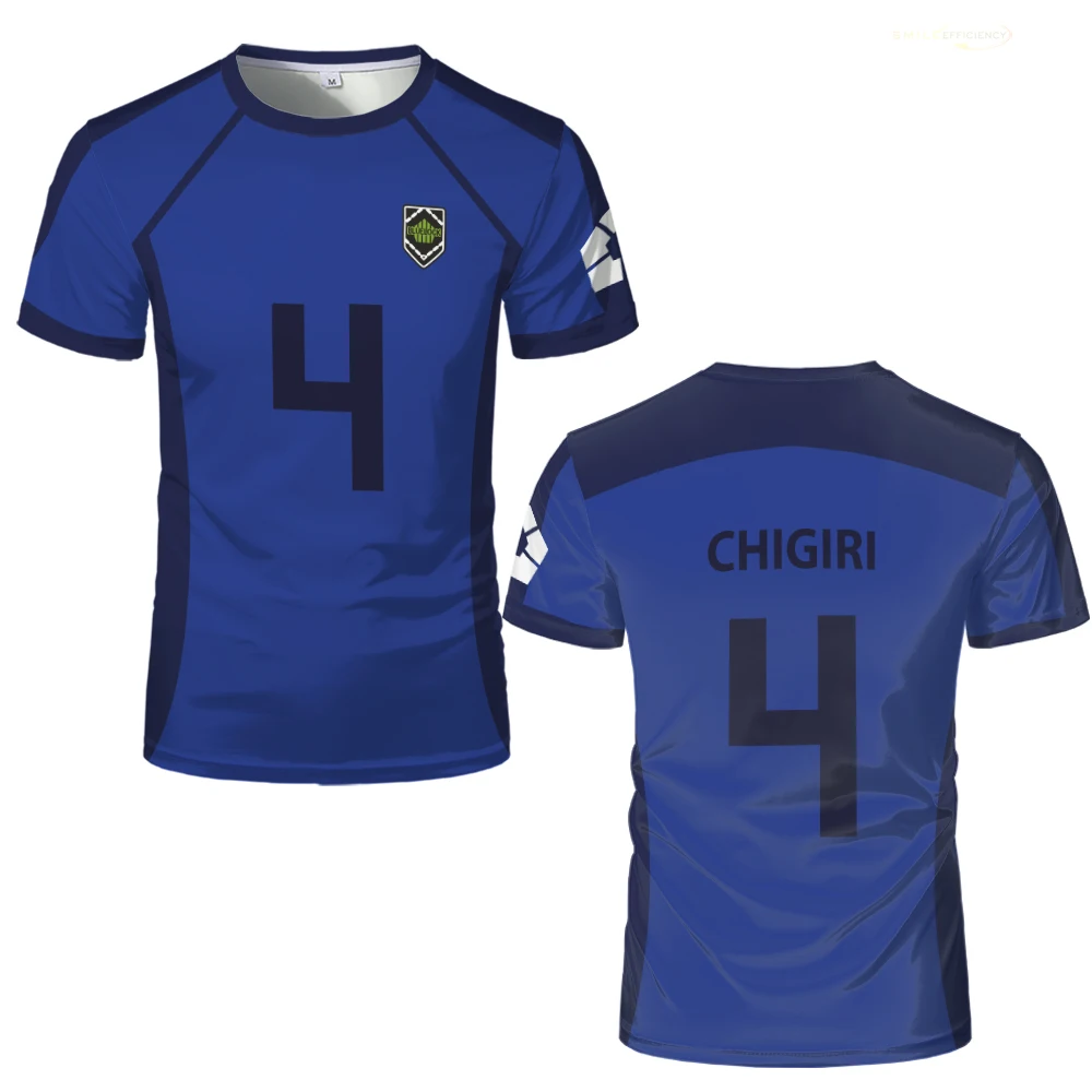 ISAGI 3D Print Sports Quick-dry Breathable Men T-Shirt Anime Cosplay Harajuku Football Team Training Parent-child Short Sleeve