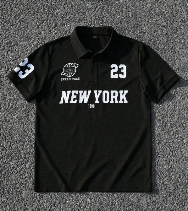 NEW YORK 1988 Hip-hop Style Men Y2k Men Casual Embroidery Graphic Street Print Short Sleeve Polo America Retro Street