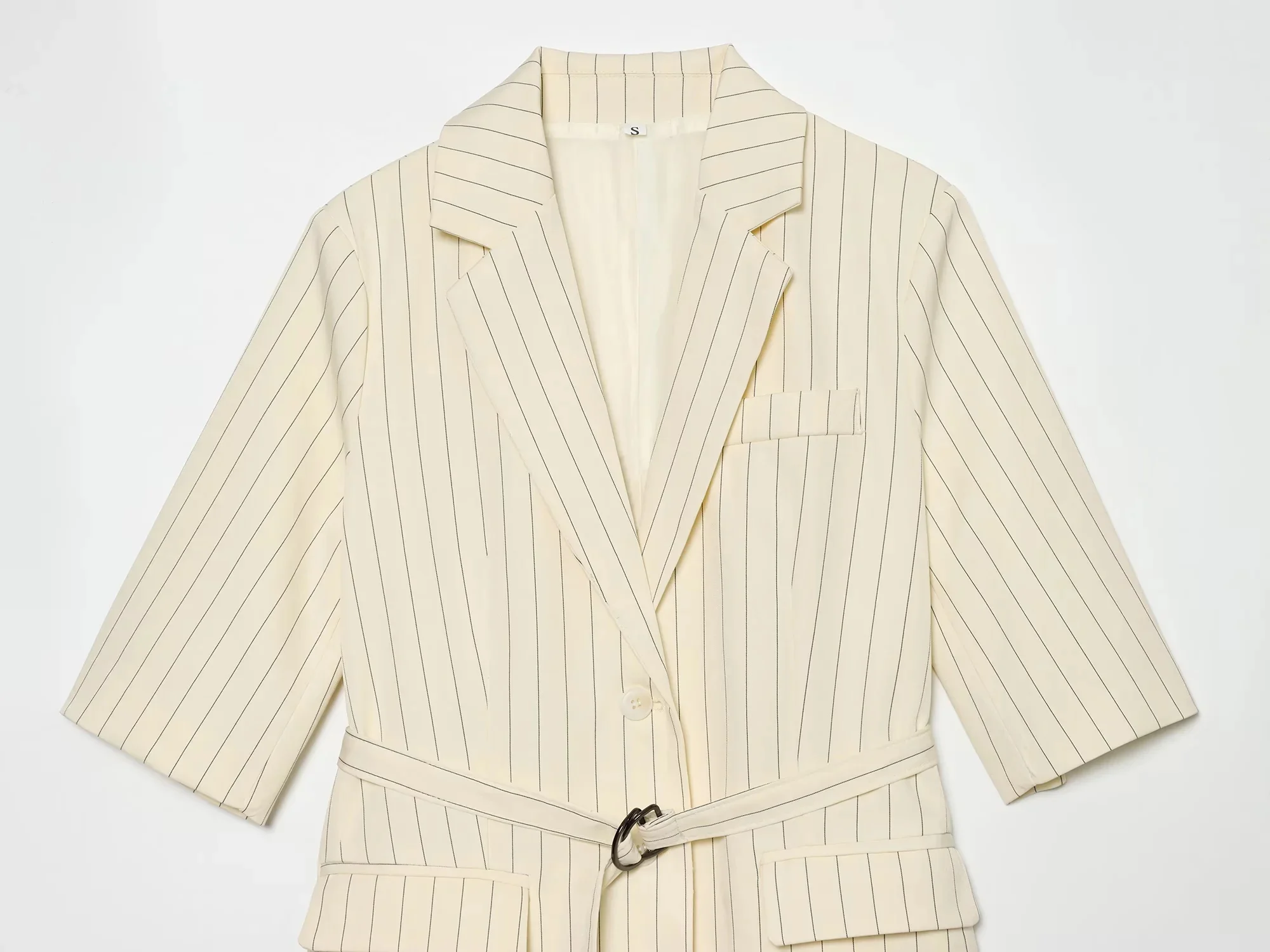 KONDALA Women Office Lady Striped Blazer Set Belt Blazer Pocket Shorts New Fashion 2026 Spring Summer Holiday Casual Shorts Set