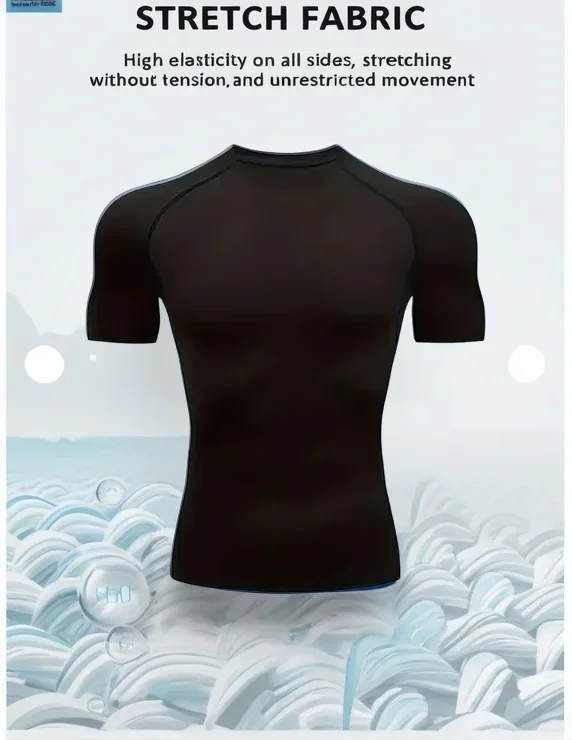 New Men's Fitted Gym T-Shirt, Breathable, Sweat-Wicking, and Quick-Drying, Suitable for Gyms, Basketball, Running, and Cycling