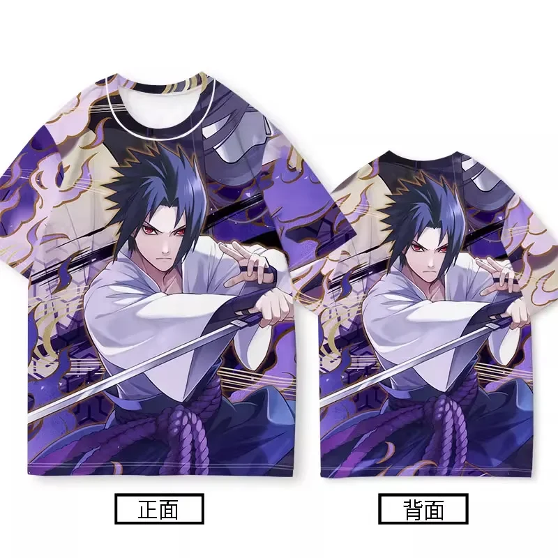 Bandai Anime Naruto Sasuke Naruto Kakashi Quick Drying Breathable and Comfortable Parent Child Short Sleeved T-shirt