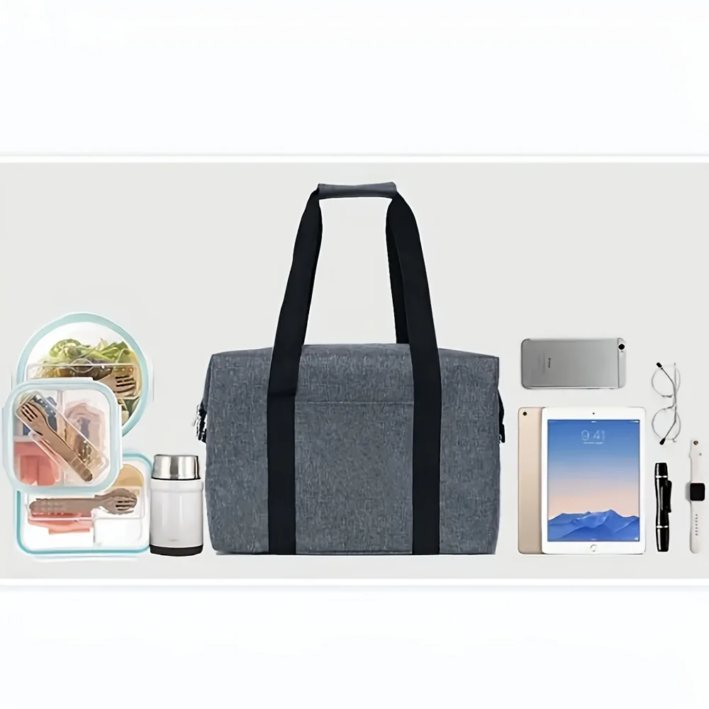 Large Capacity Insulated Tote Bag, Foldable Cooler Bag, Student Work Lunch Bag, Outdoor Picnic Bag