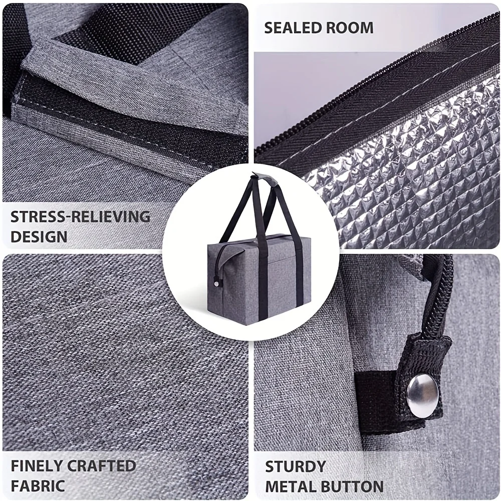 Large Capacity Insulated Tote Bag, Foldable Cooler Bag, Student Work Lunch Bag, Outdoor Picnic Bag