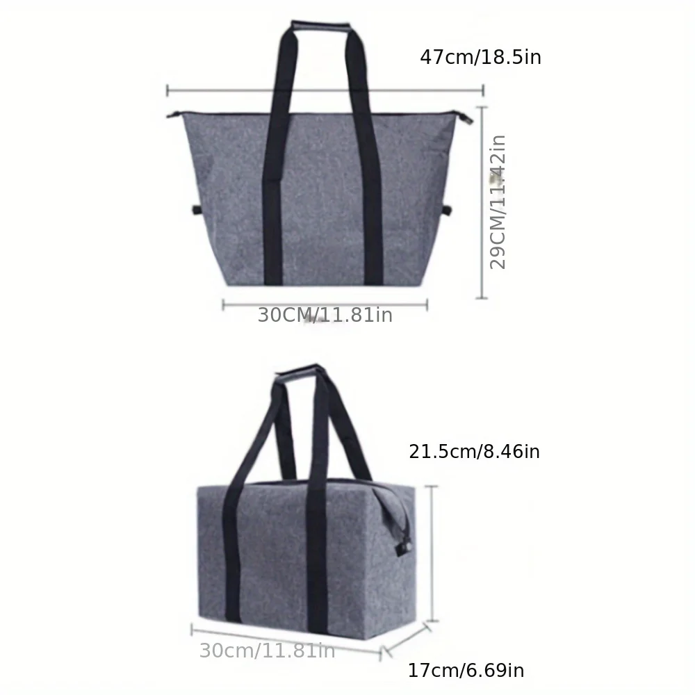 Large Capacity Insulated Tote Bag, Foldable Cooler Bag, Student Work Lunch Bag, Outdoor Picnic Bag