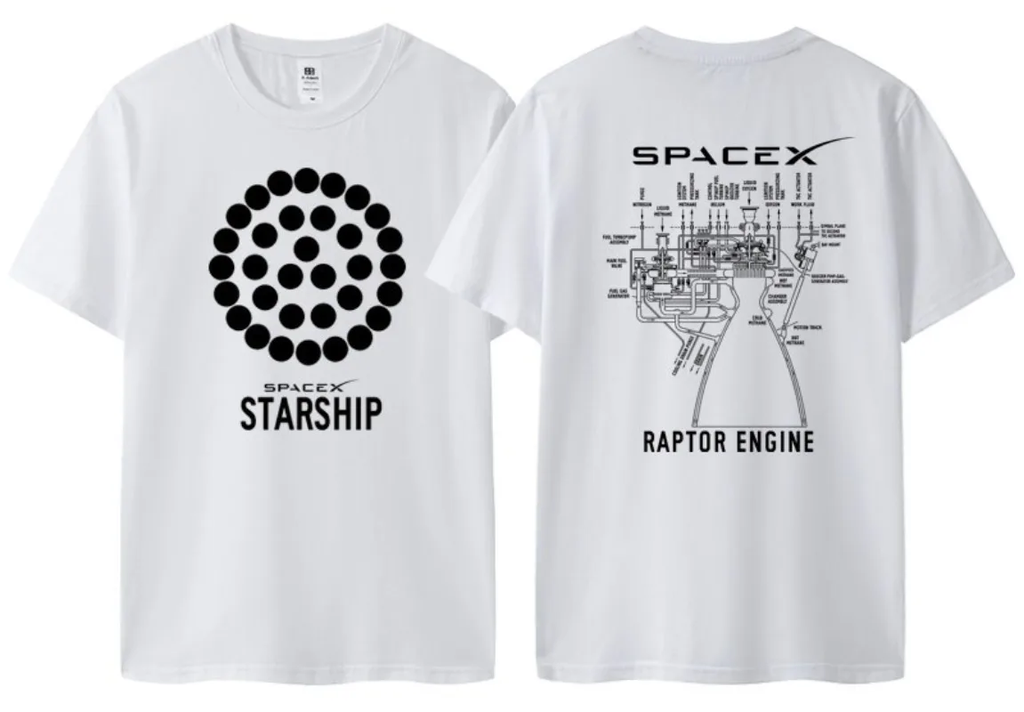 Musk T-shirt SPACE X Short Sleeve Top Men's Space Exploration Mars Rocket Starship Launch Powerful Engine Summer T Shirt