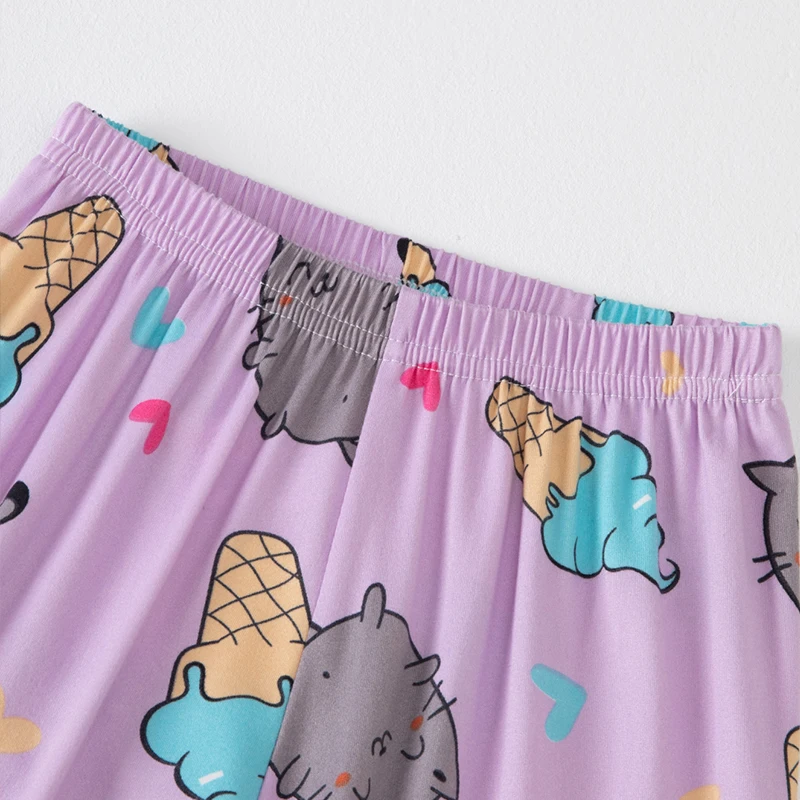 3-Piece Set of Children's Summer Short-Sleeved Shorts and Pants Combination for Boys and Girls Colorful Casual Printed Cute Suit