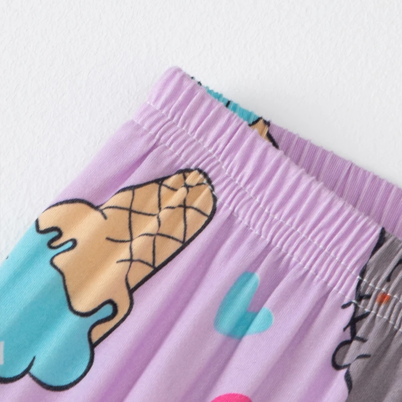 3-Piece Set of Children's Summer Short-Sleeved Shorts and Pants Combination for Boys and Girls Colorful Casual Printed Cute Suit