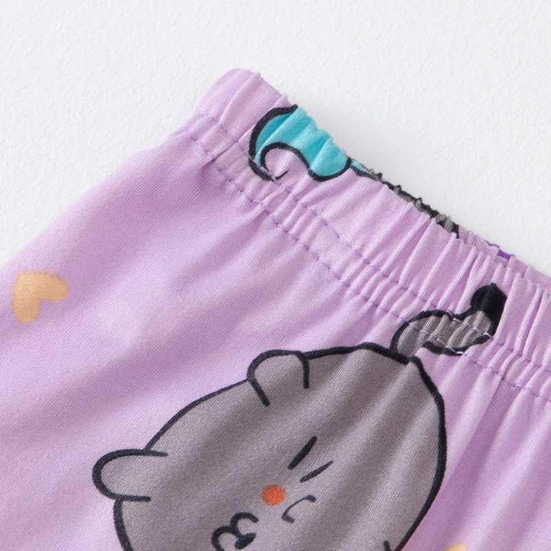 3-Piece Set of Children's Summer Short-Sleeved Shorts and Pants Combination for Boys and Girls Colorful Casual Printed Cute Suit