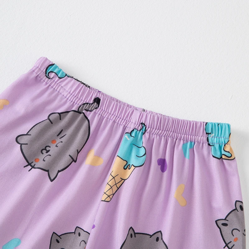 3-Piece Set of Children's Summer Short-Sleeved Shorts and Pants Combination for Boys and Girls Colorful Casual Printed Cute Suit