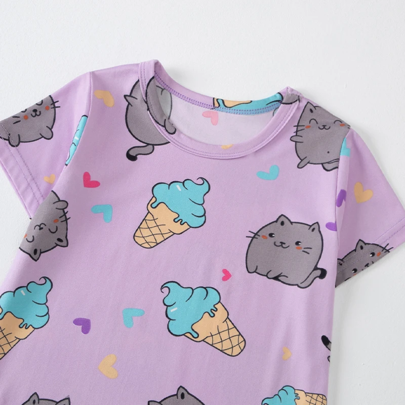 3-Piece Set of Children's Summer Short-Sleeved Shorts and Pants Combination for Boys and Girls Colorful Casual Printed Cute Suit