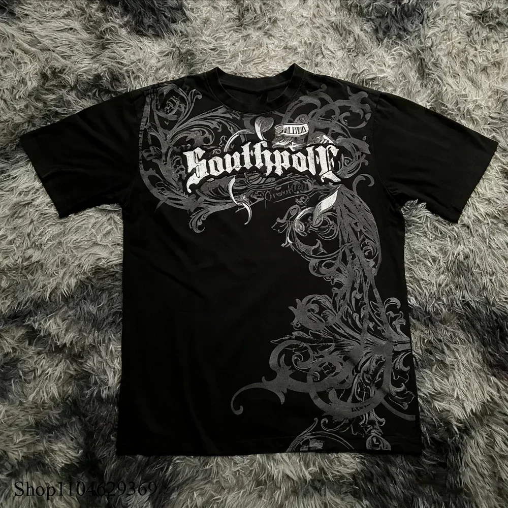 Summer Classic Y2K Gothic Style T-shirt Print Oversized T Shirt High Street Shirts Round Neck Cotton Tops Mens Women T Shirt Tee