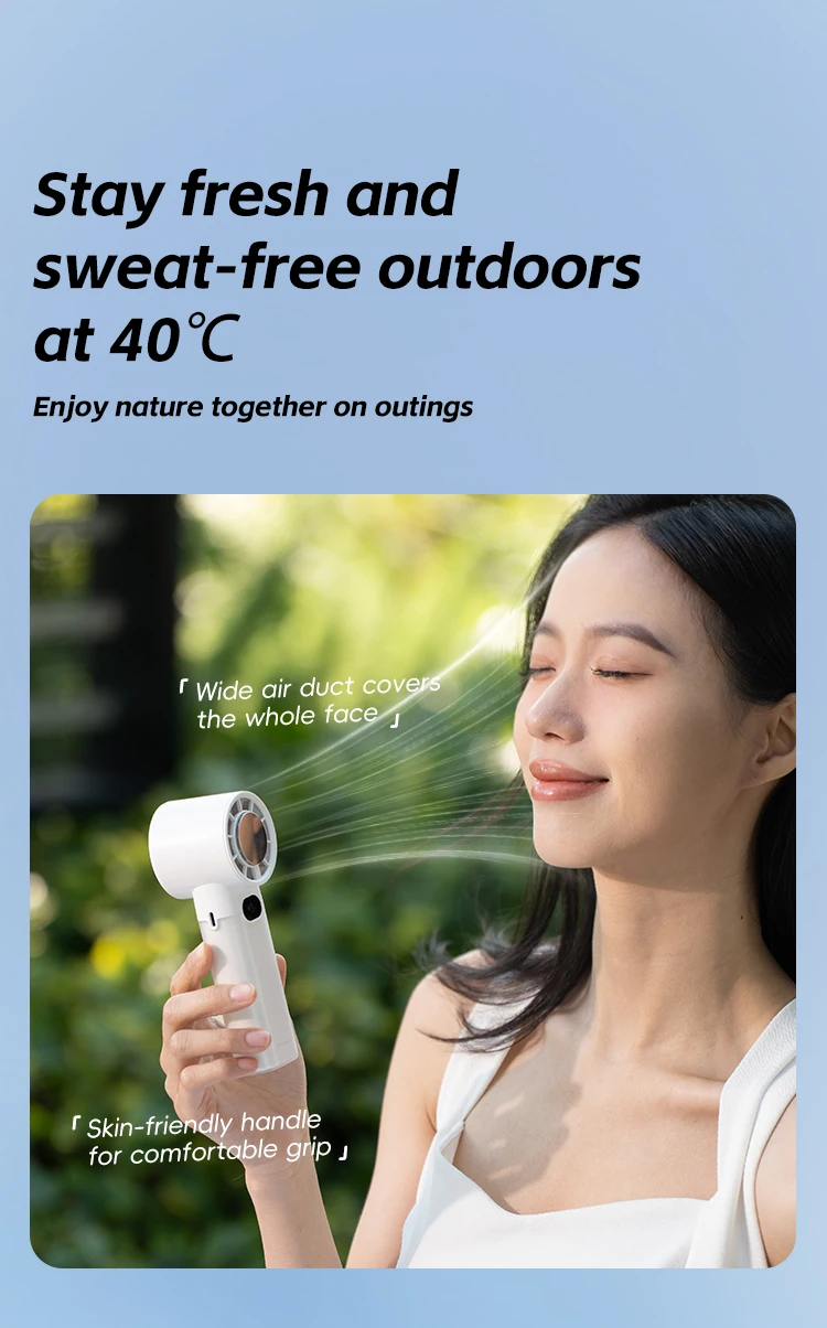 KINSCOTER New Portable Cooling Handheld Fan 3000mAh Mini Rechargeable Fan 100 Wind Speed Adjustable for Home Office Outdoor