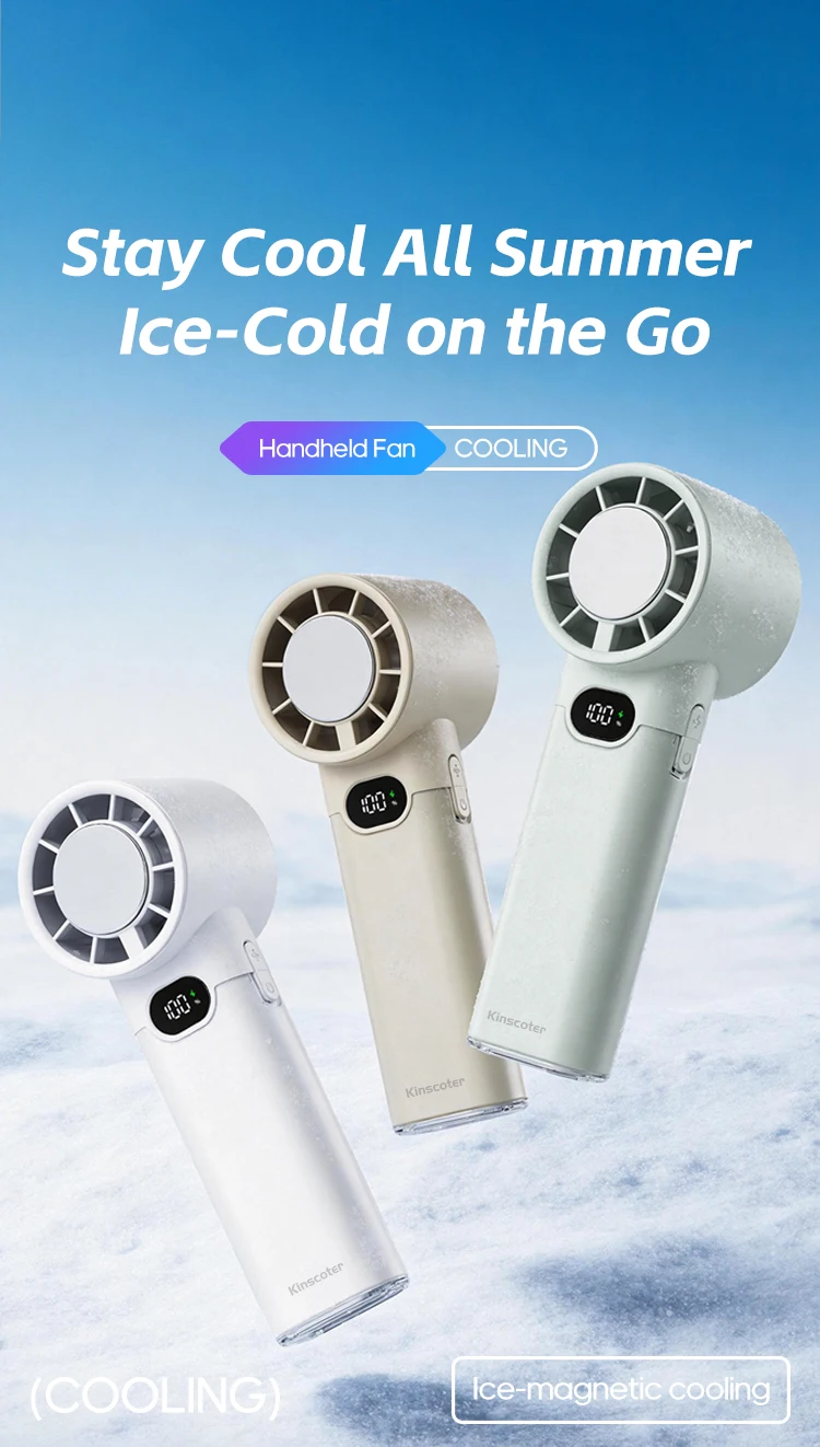 KINSCOTER New Portable Cooling Handheld Fan 3000mAh Mini Rechargeable Fan 100 Wind Speed Adjustable for Home Office Outdoor