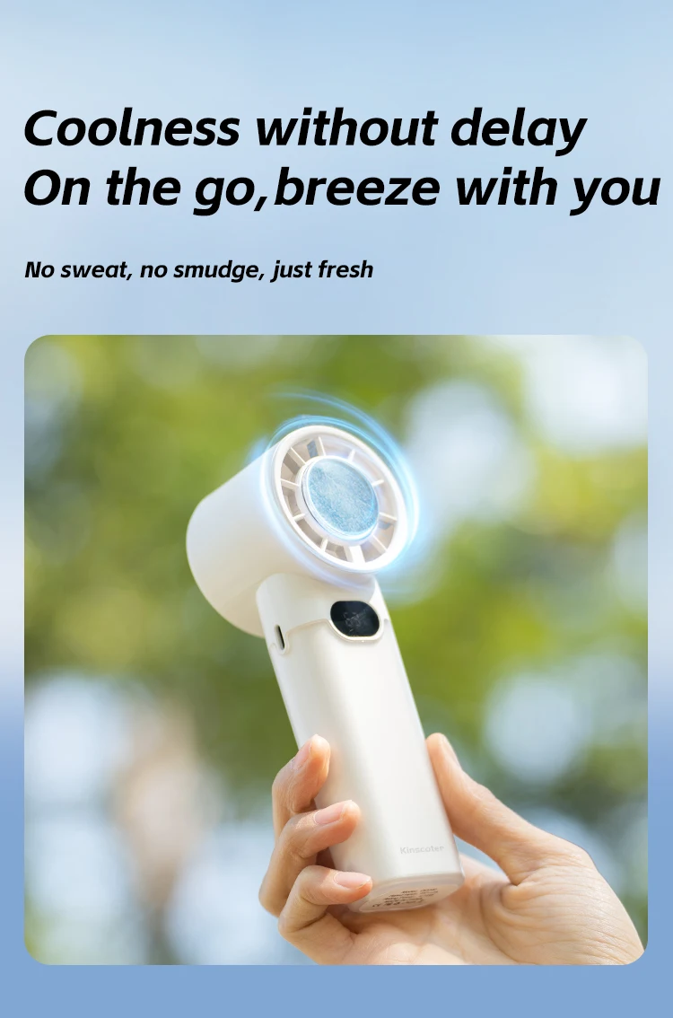 KINSCOTER New Portable Cooling Handheld Fan 3000mAh Mini Rechargeable Fan 100 Wind Speed Adjustable for Home Office Outdoor