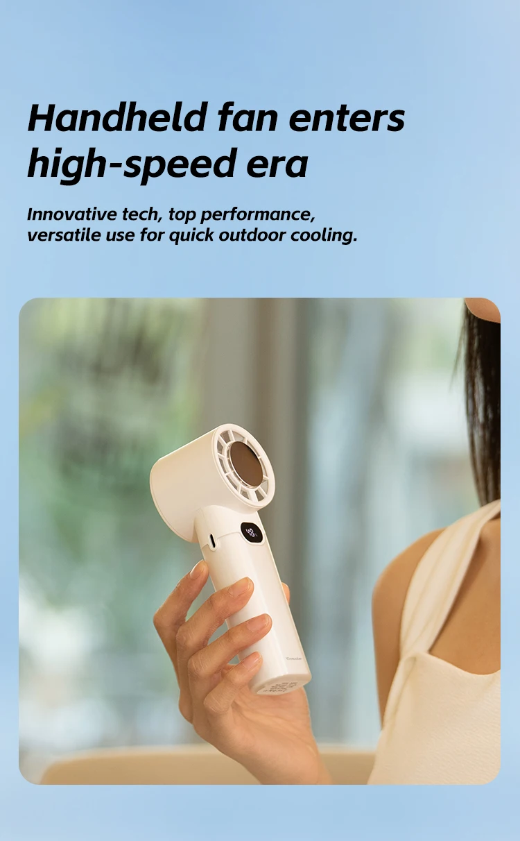 KINSCOTER New Portable Cooling Handheld Fan 3000mAh Mini Rechargeable Fan 100 Wind Speed Adjustable for Home Office Outdoor