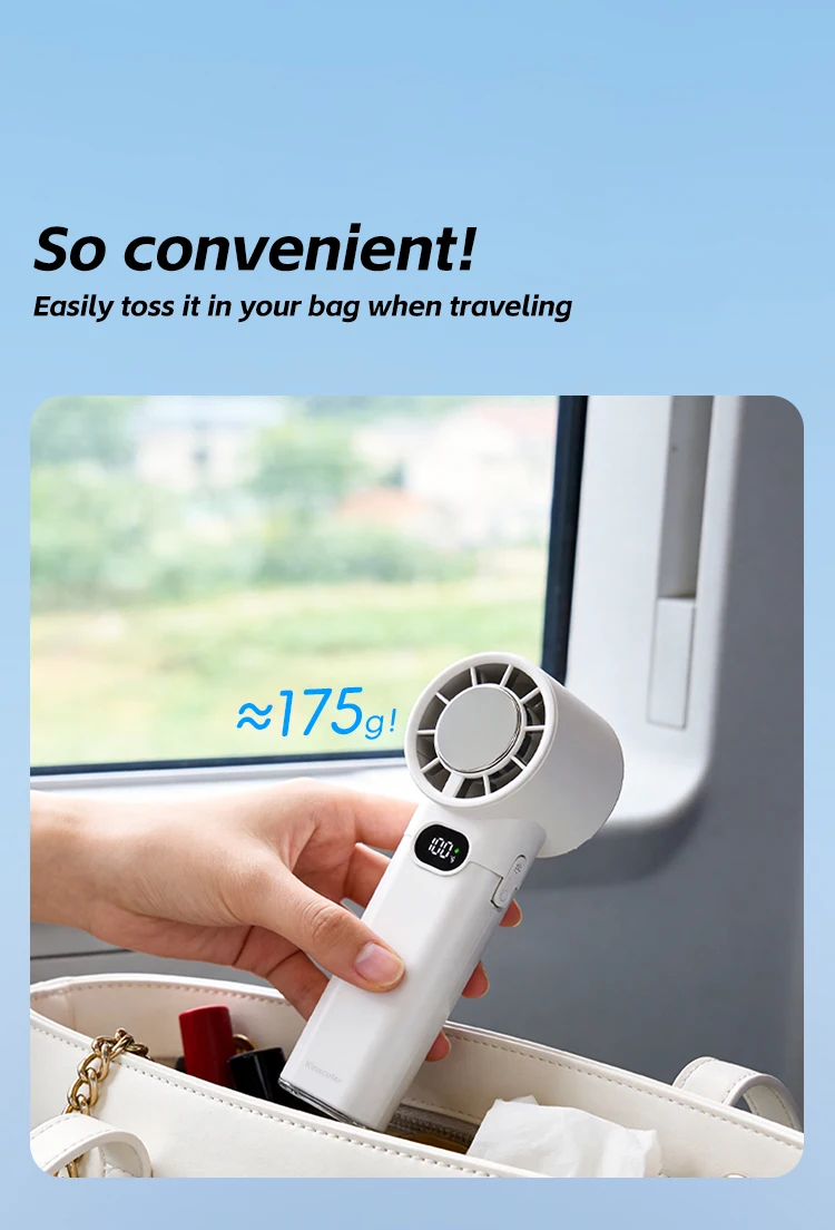KINSCOTER New Portable Cooling Handheld Fan 3000mAh Mini Rechargeable Fan 100 Wind Speed Adjustable for Home Office Outdoor