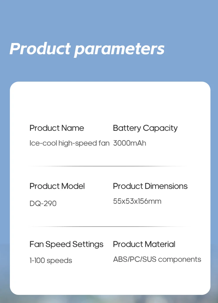 KINSCOTER New Portable Cooling Handheld Fan 3000mAh Mini Rechargeable Fan 100 Wind Speed Adjustable for Home Office Outdoor