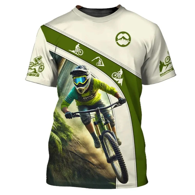 Outdoor Mountain Bike Sport Theme Printed Short-sleeve T-shirt Breathable Casual Sport Top for Cycling Enthusiasts
