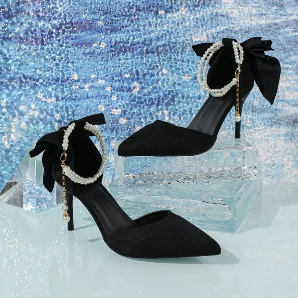 Women's Pumps Thin Heel Wedding Shoes 2026 Red Butterfly Shallow High Heels Buckle Strap Sandals Elegant Pointed Toe Women Shoes