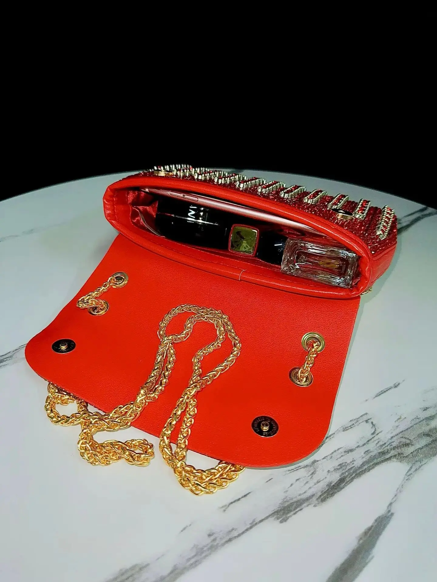 Evening Dress Rhinestone Clutch Bag with Diamond Chain, Cheongsam Bag, Crossbody Evening Bag, Women's Handbag, Evening Bag
