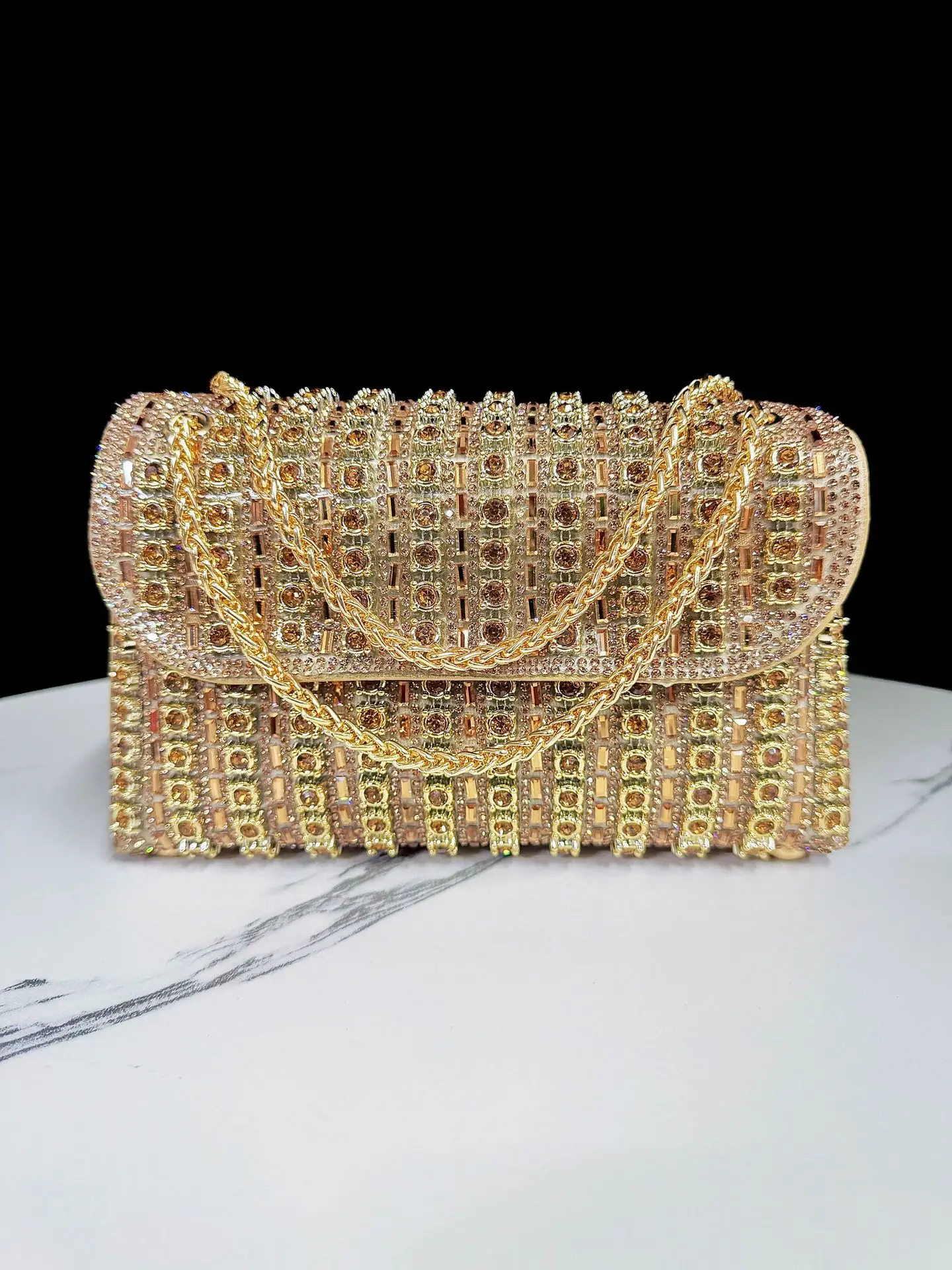 Evening Dress Rhinestone Clutch Bag with Diamond Chain, Cheongsam Bag, Crossbody Evening Bag, Women's Handbag, Evening Bag