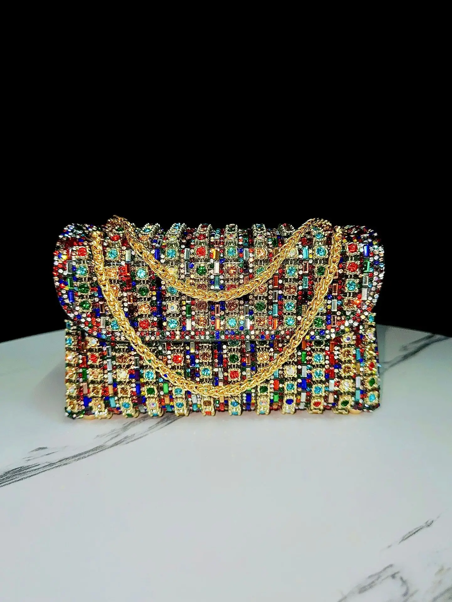 Evening Dress Rhinestone Clutch Bag with Diamond Chain, Cheongsam Bag, Crossbody Evening Bag, Women's Handbag, Evening Bag