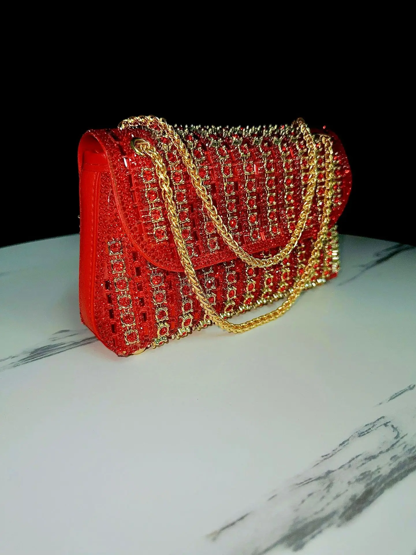 Evening Dress Rhinestone Clutch Bag with Diamond Chain, Cheongsam Bag, Crossbody Evening Bag, Women's Handbag, Evening Bag