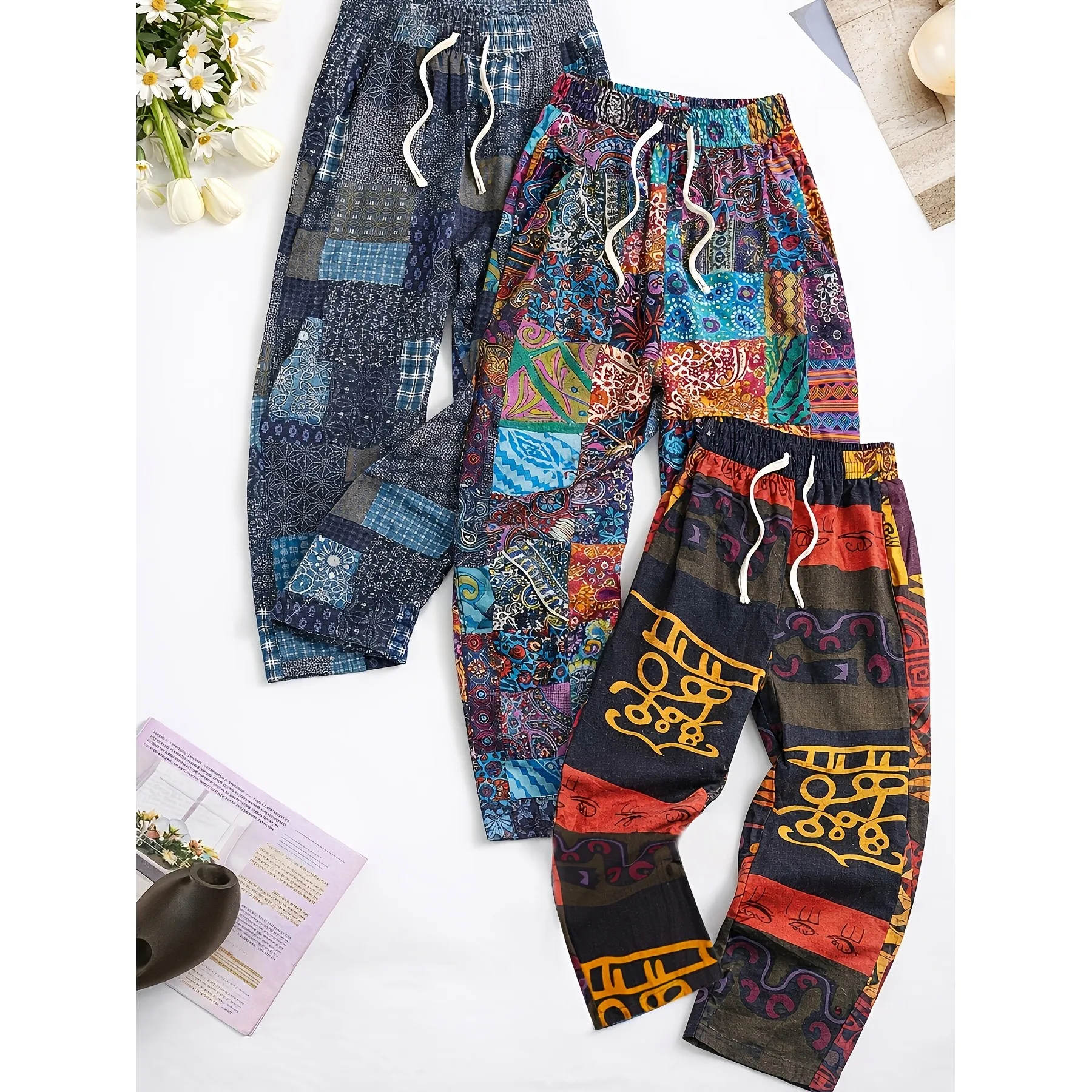 2026 New Arrival Fashion High-grade Men's Trousers, Retro Ethnic Pattern Bohemian Casual Pants for Vacation and Party Outfits
