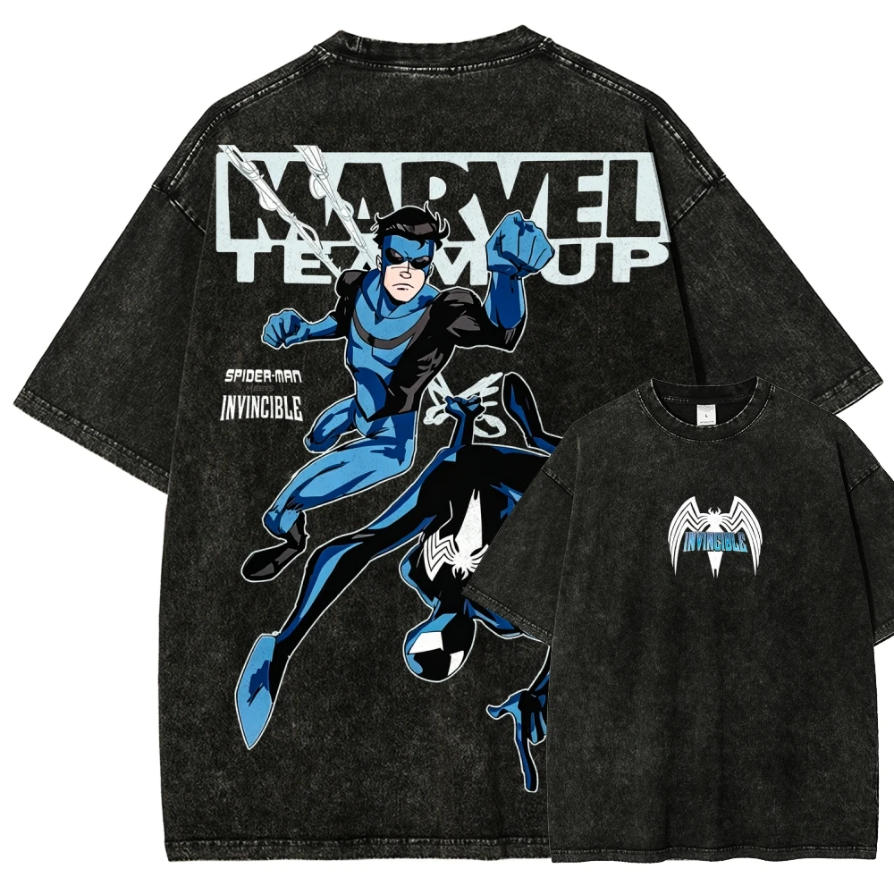 2026 New Invincible Anime Lover Washed T-shirt Year Round Clothing Personality Men's Clothing High Quality Summer T Shirt