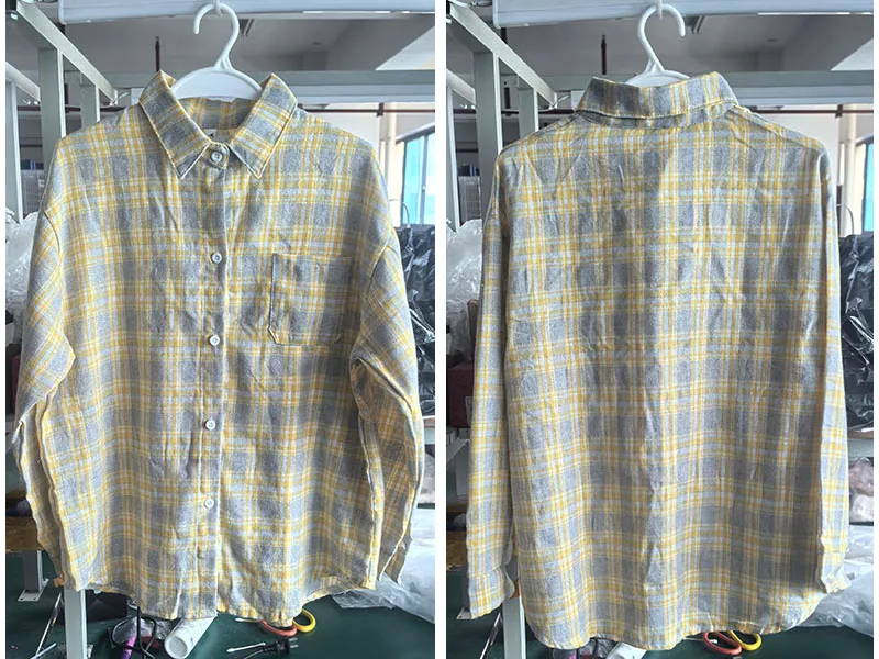 Harajuku Oversize Loose Plaid Shirts Female Lazy Style Long Sleeve Out Wear Casual Blouses Vintage All-match Students Shirt