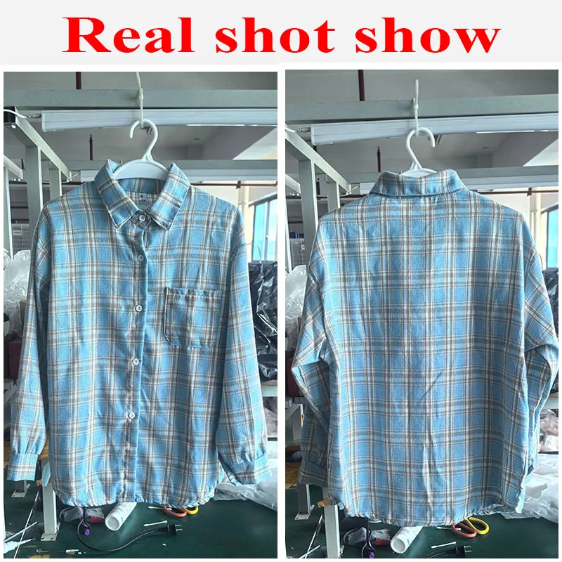 Harajuku Oversize Loose Plaid Shirts Female Lazy Style Long Sleeve Out Wear Casual Blouses Vintage All-match Students Shirt