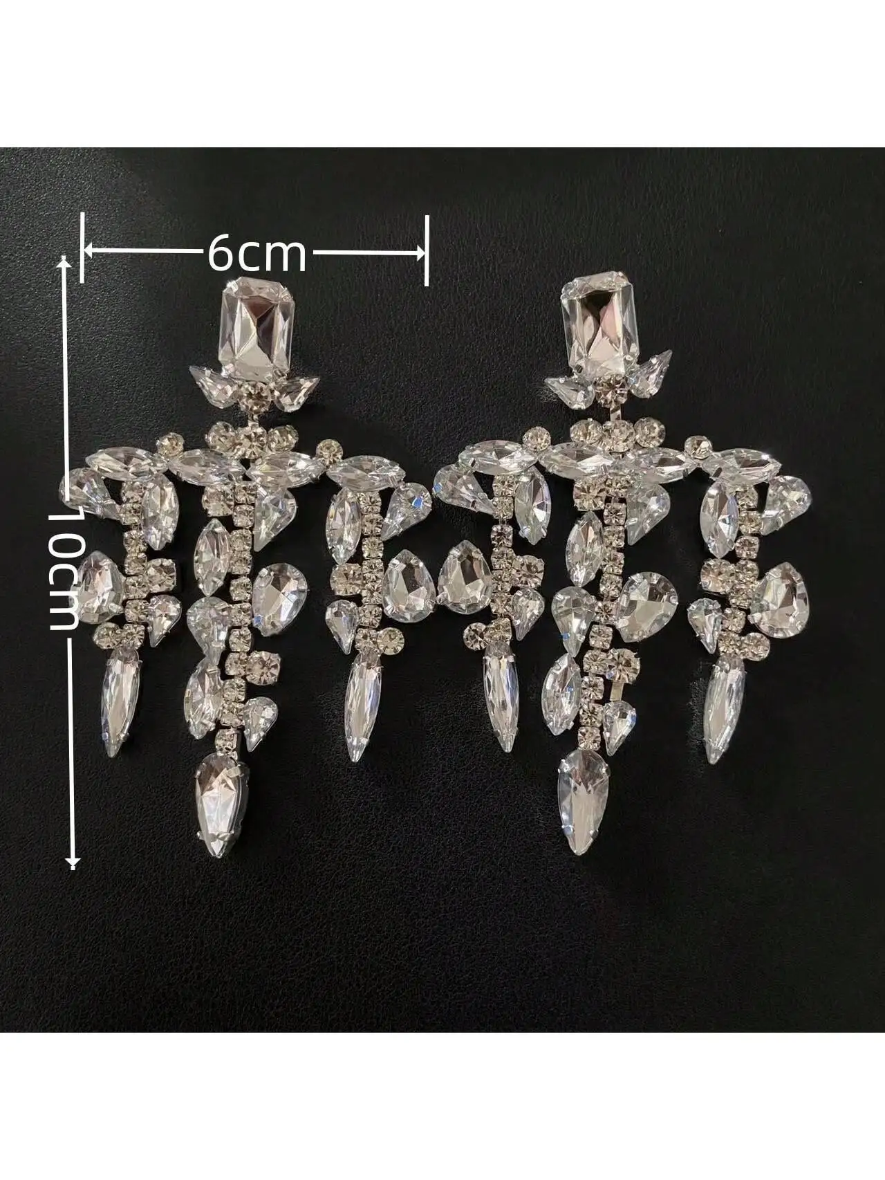 Women Bridal Wedding Earrings Vintage Crystal Rhinestone Chandelier Earrings Irregular Tassel Drop Earrings Party Statement Jewe