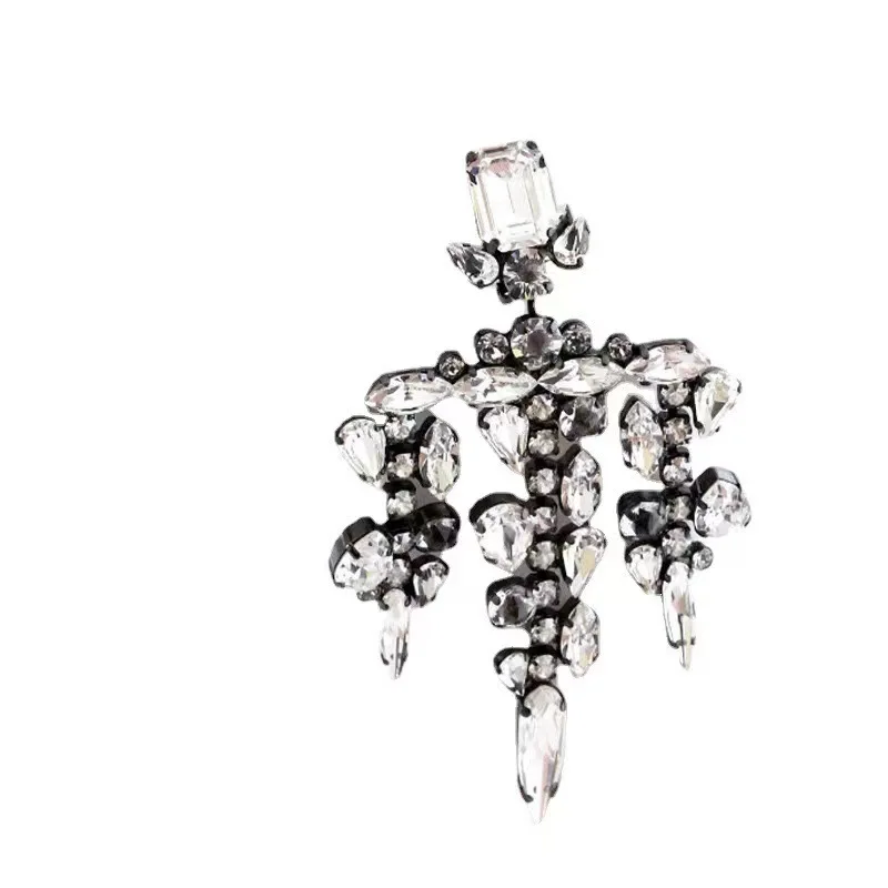 Women Bridal Wedding Earrings Vintage Crystal Rhinestone Chandelier Earrings Irregular Tassel Drop Earrings Party Statement Jewe