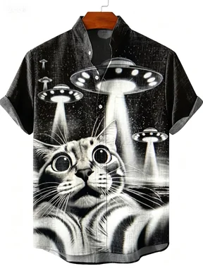 2026 Party Short Sleeve Shirt Road Animal Pattern Printed Short Sleeve Button Shirt Summer Fashion Casual Style