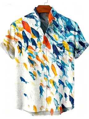 2026 Party Short Sleeve Shirt Road Animal Pattern Printed Short Sleeve Button Shirt Summer Fashion Casual Style