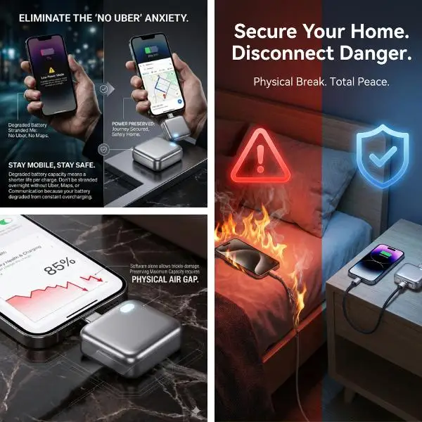 140W Fast Charger Phone Adapter Physical Full Charge Disconnector Automatically Cuts Power Ejects Phone When Fully Charged