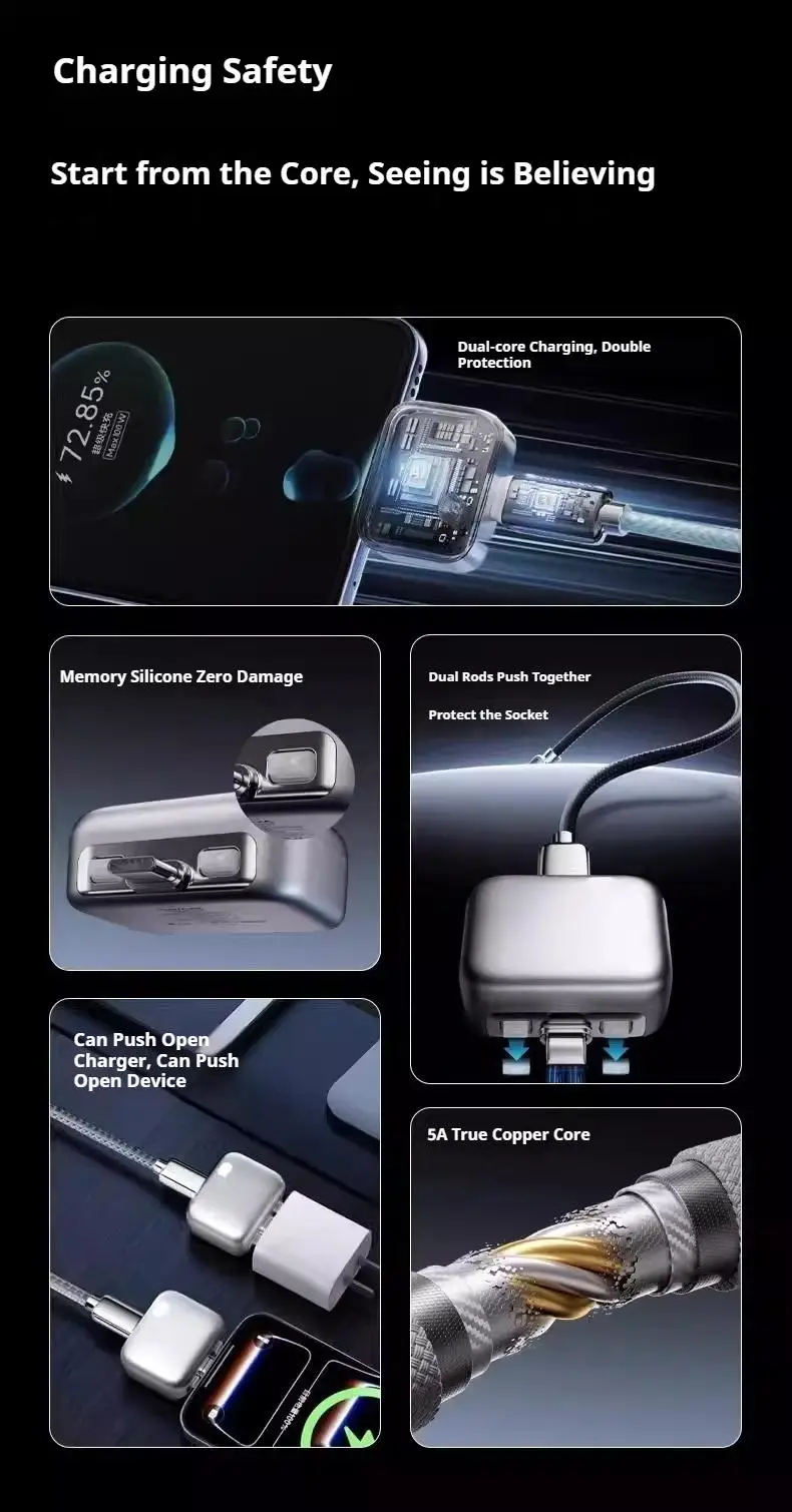 140W Fast Charger Phone Adapter Physical Full Charge Disconnector Automatically Cuts Power Ejects Phone When Fully Charged