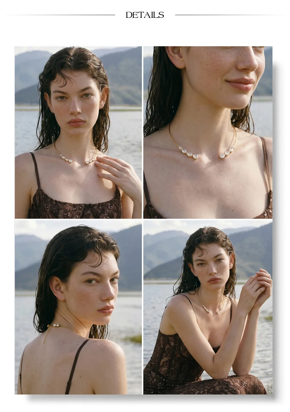 Yhpup Stainless Steel Cubic Zirconia Torques Necklace for Women Summer Delicate Trending Arrivals Aesthetic Golden Jewelry