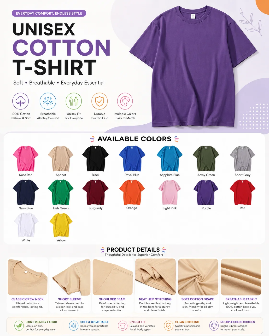 Men Women 16 Colors O Neck Cotton T Shirt Summer Lightweight Breathable Short Sleeve Solid Color Casual Loose Korean Style Tops