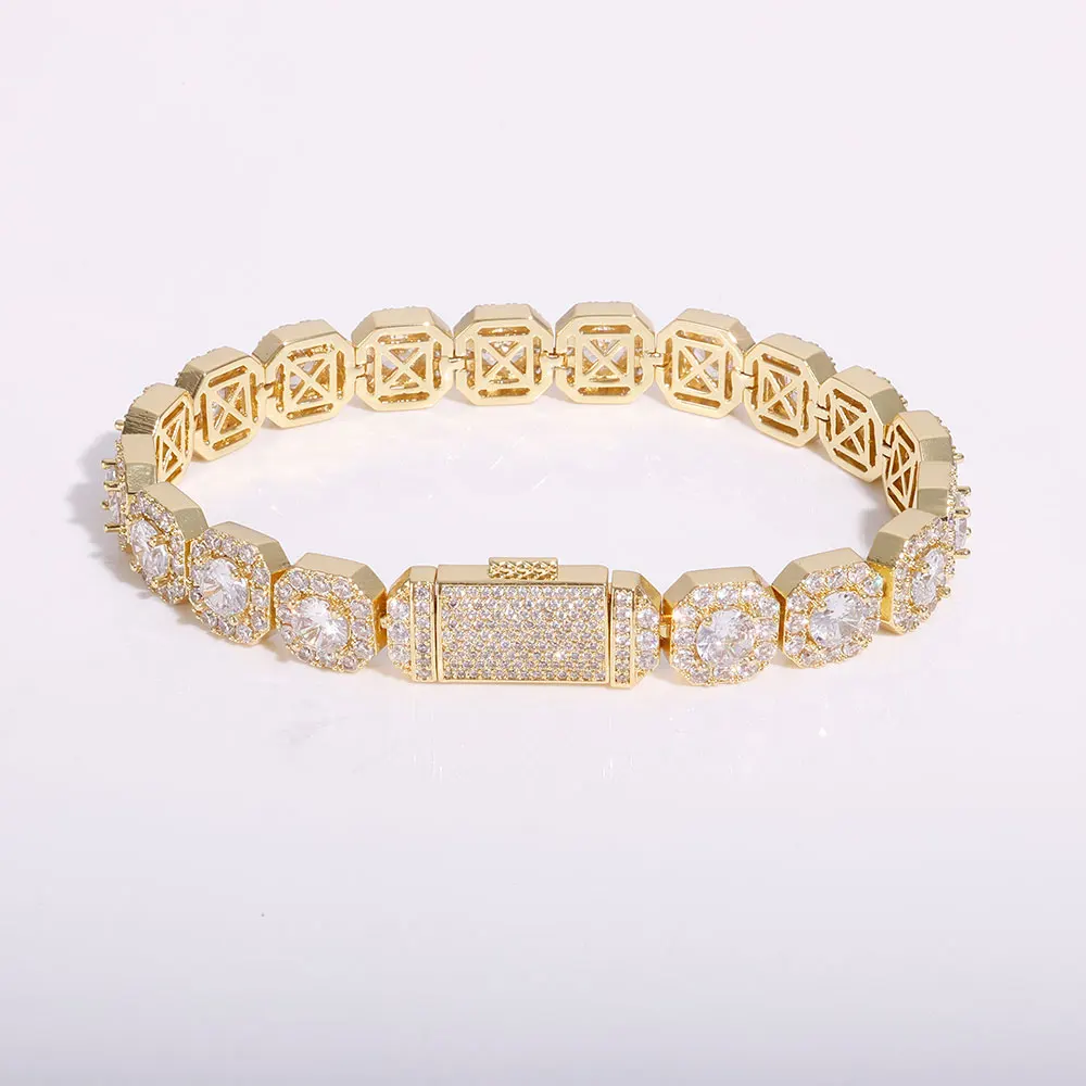 Hip Hop Jewelry Brass Setting CZ Tennis Chain Necklace Gold/Silver Color Iced Out AAAAA Cubic Zirconia Chain