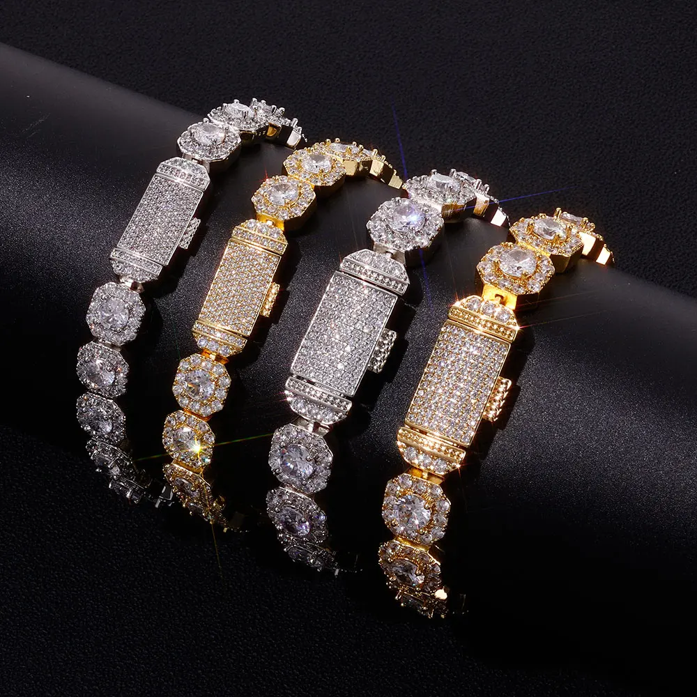 Hip Hop Jewelry Brass Setting CZ Tennis Chain Necklace Gold/Silver Color Iced Out AAAAA Cubic Zirconia Chain