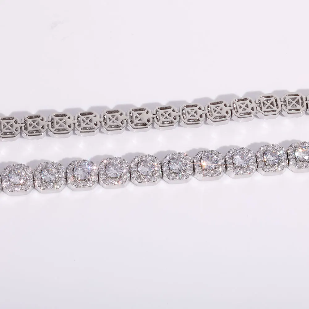 Hip Hop Jewelry Brass Setting CZ Tennis Chain Necklace Gold/Silver Color Iced Out AAAAA Cubic Zirconia Chain