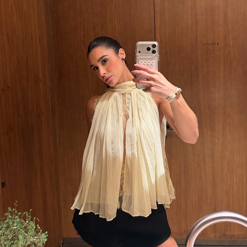 Elegant Short Sleeve Hollow Out Maxi Dresses Fashion Lace Patchwork Women Chiffon Dress 2026 Summer New Lady V Neck Long Robes