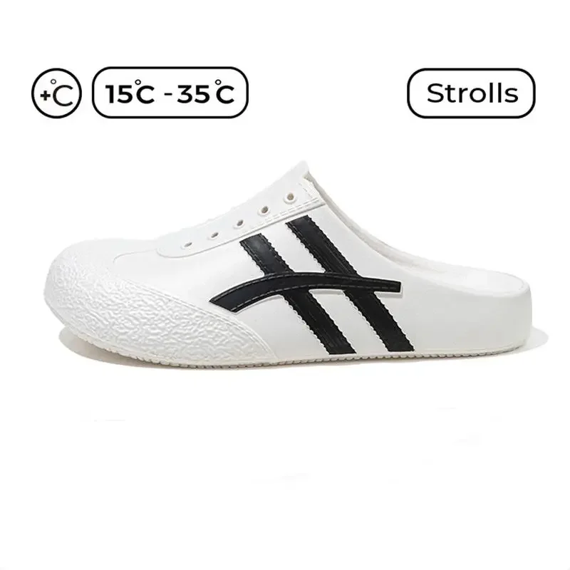 Fashion Striped Eva Soft Soles Mules Shoes Couples Spring Lightweight Platform Sports Shoes Women Plus Size Outdoor Casual Clogs