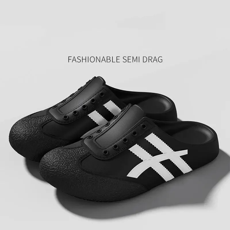 Fashion Striped Eva Soft Soles Mules Shoes Couples Spring Lightweight Platform Sports Shoes Women Plus Size Outdoor Casual Clogs
