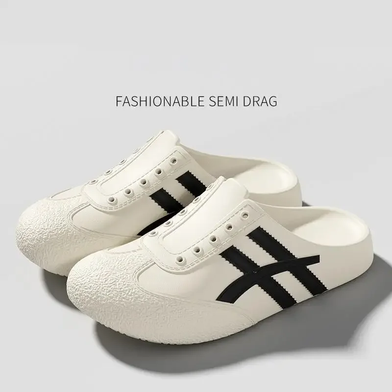 Fashion Striped Eva Soft Soles Mules Shoes Couples Spring Lightweight Platform Sports Shoes Women Plus Size Outdoor Casual Clogs