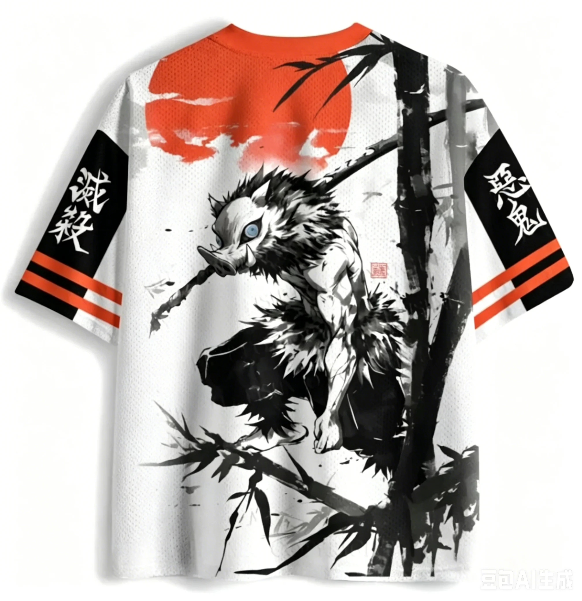 Ghost Slayer Blade: Yi Zhi Zhu Football Shirt Japanese Ink Splashing 3D Printed Adult and Children's Loose Short Sleeves