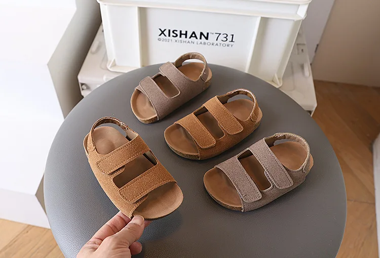 2026 Brand Children's Suede Sandals with Arch Support Summer Boys Slip-On Beach Shoes Casual Baby Girl Water Shoes Child