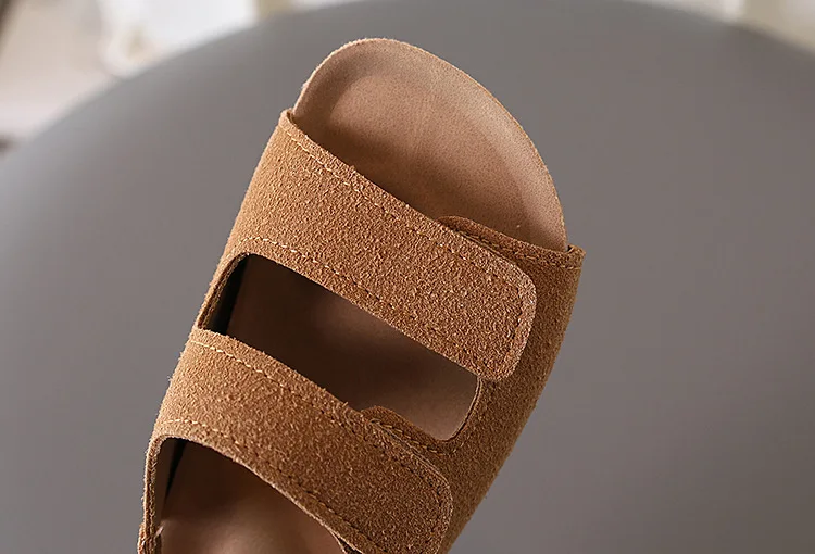 2026 Brand Children's Suede Sandals with Arch Support Summer Boys Slip-On Beach Shoes Casual Baby Girl Water Shoes Child